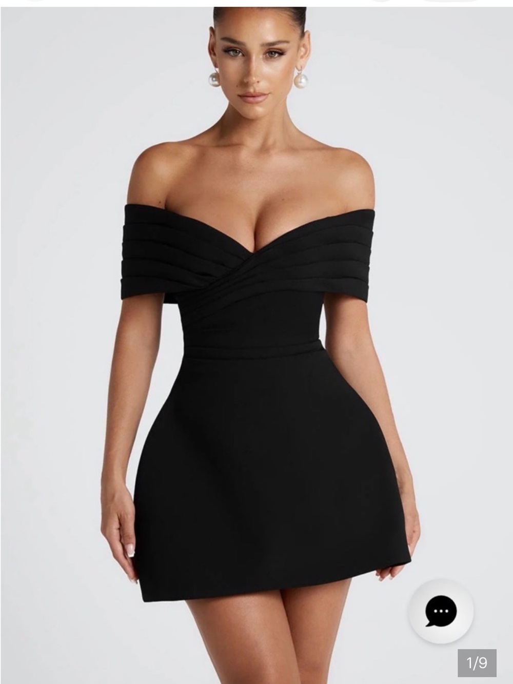 Off-Shoulder Black Solana Mini Dress